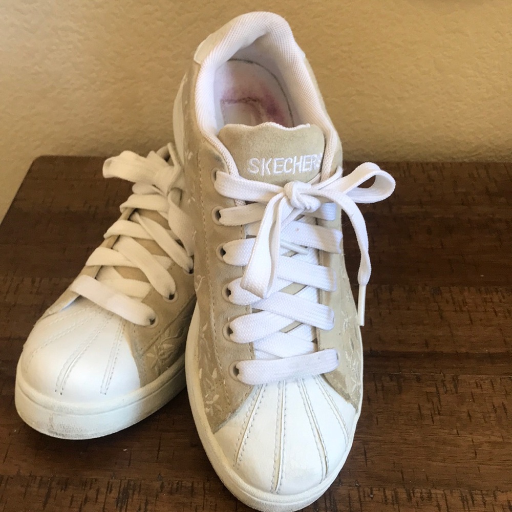 Skechers suede embroidered sneakers